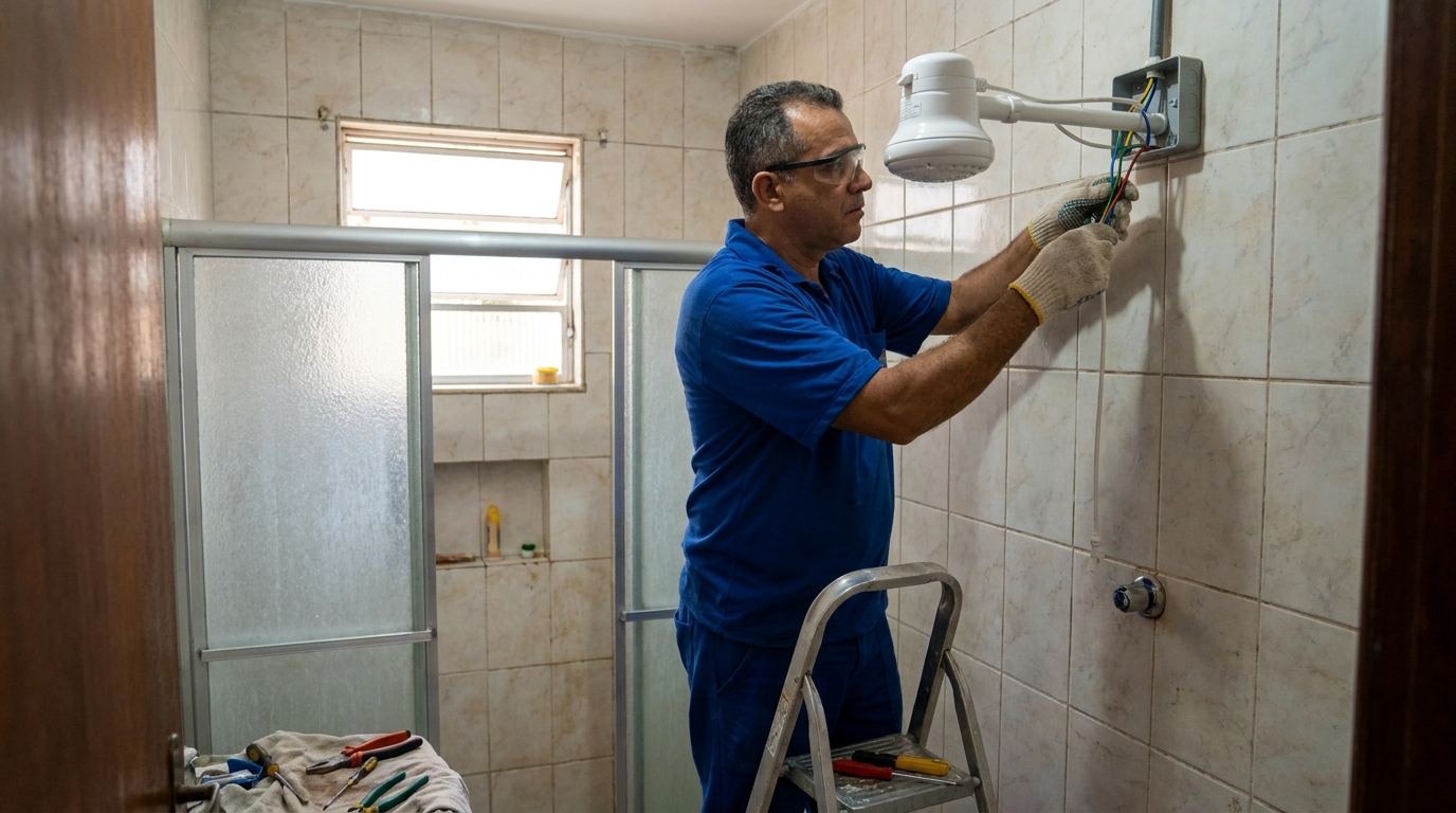 Substituição de Chuveiro Antigo em Aracaju‑SE